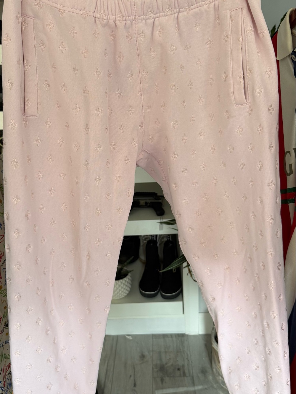 OVO Men’s Light Pink Embroidered Jogger Sweatpants - Runs Small